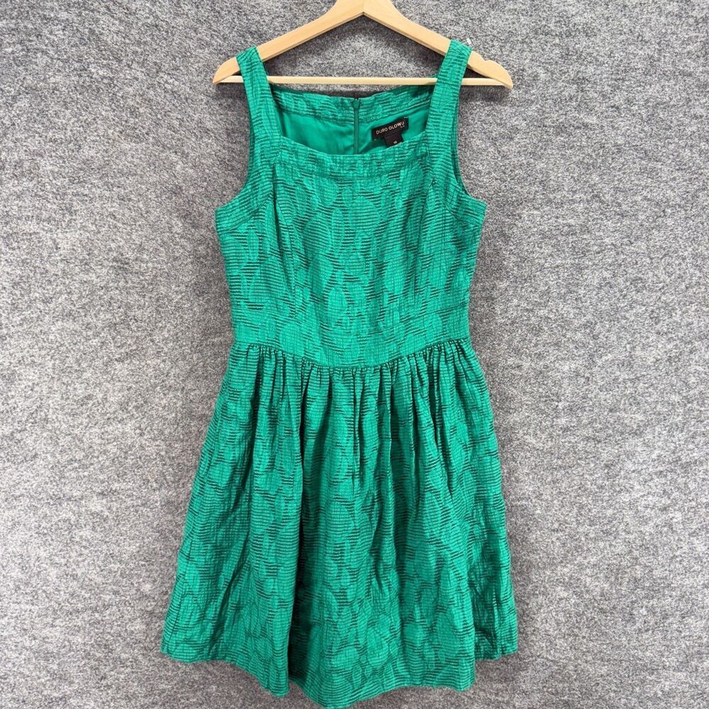 Duro Olowu Dress Women 10 Green Geometric Sheath Midi Zipper Lined Sleeveless